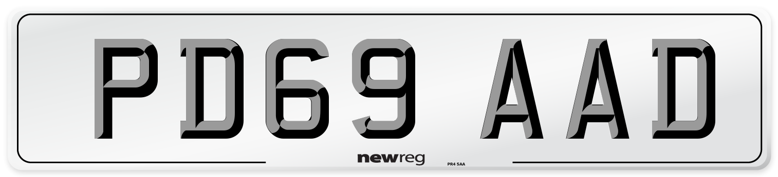 PD69 AAD Number Plate from New Reg